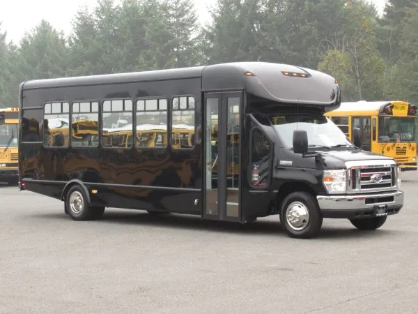 Black Ford E450 Executive VIP Shuttle Bus(24 Passengers) exterior, photo 4 for winery tour transport in Montana