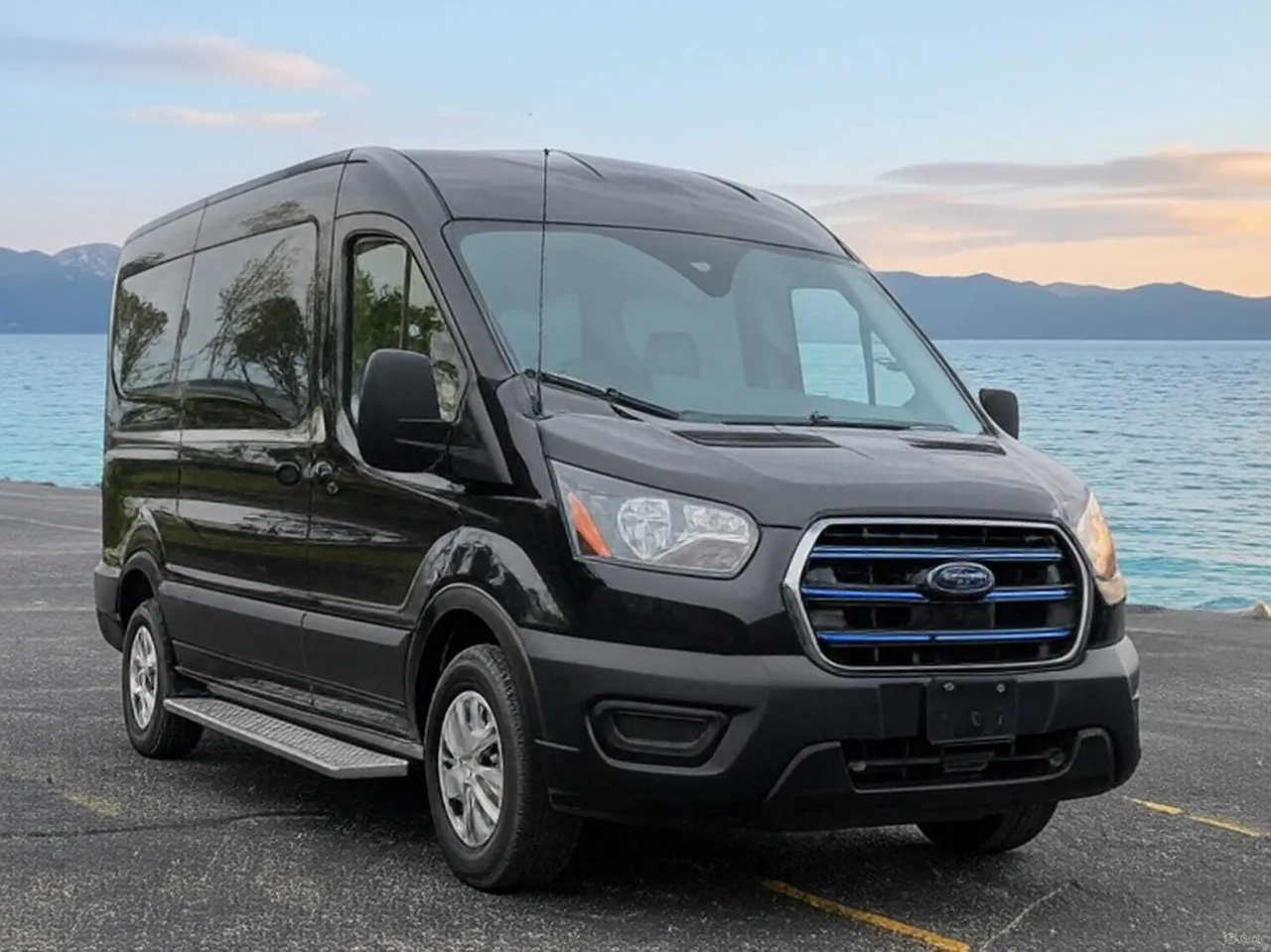 Black Ford EV Transit Van