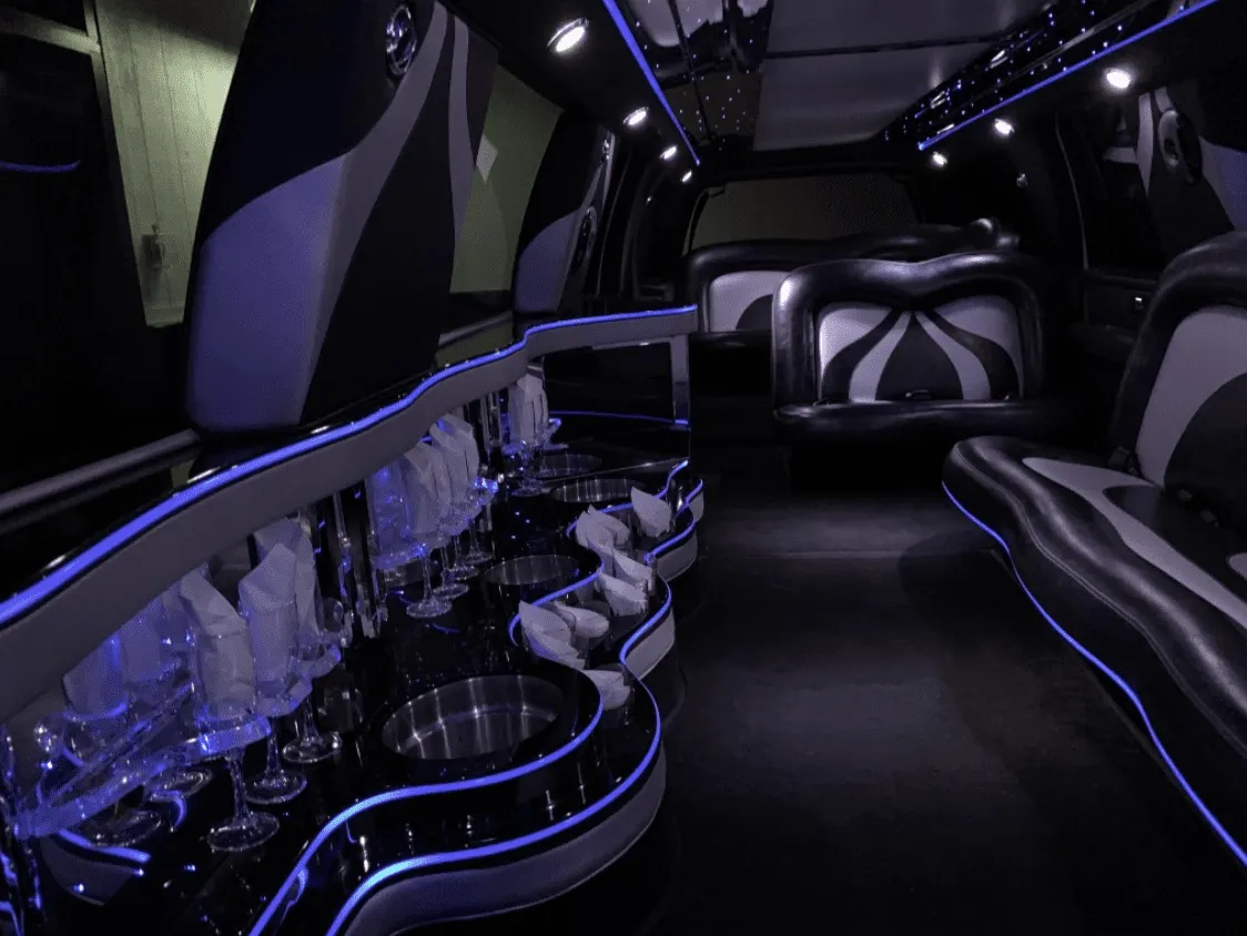 Ford Excursion Limousine interior for limo rental in West Rupert, VT