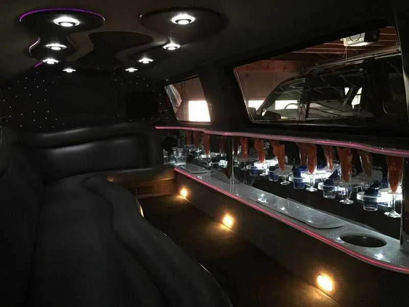 Ford Excursion Limousine interior for limo rental in Knightdale, NC