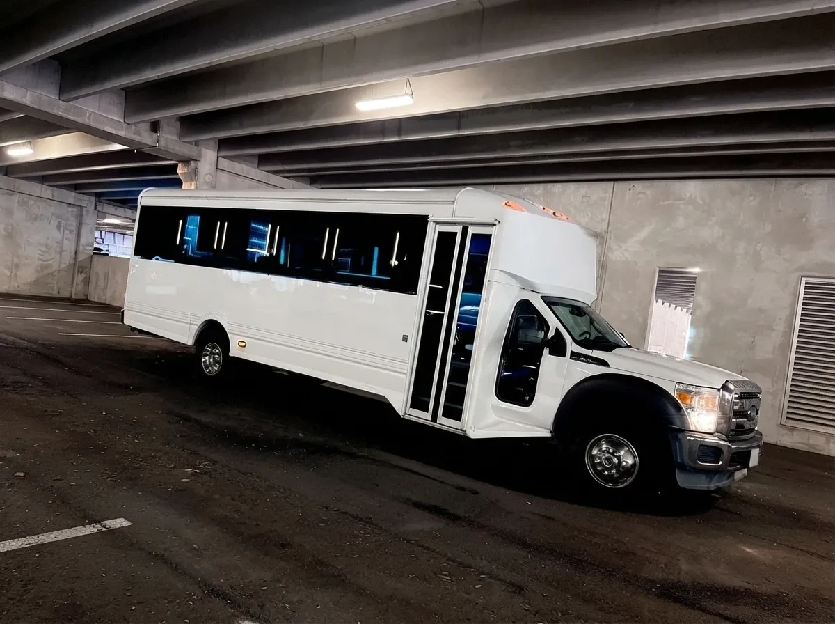 White Ford F-550 Party Bus for party bus rental