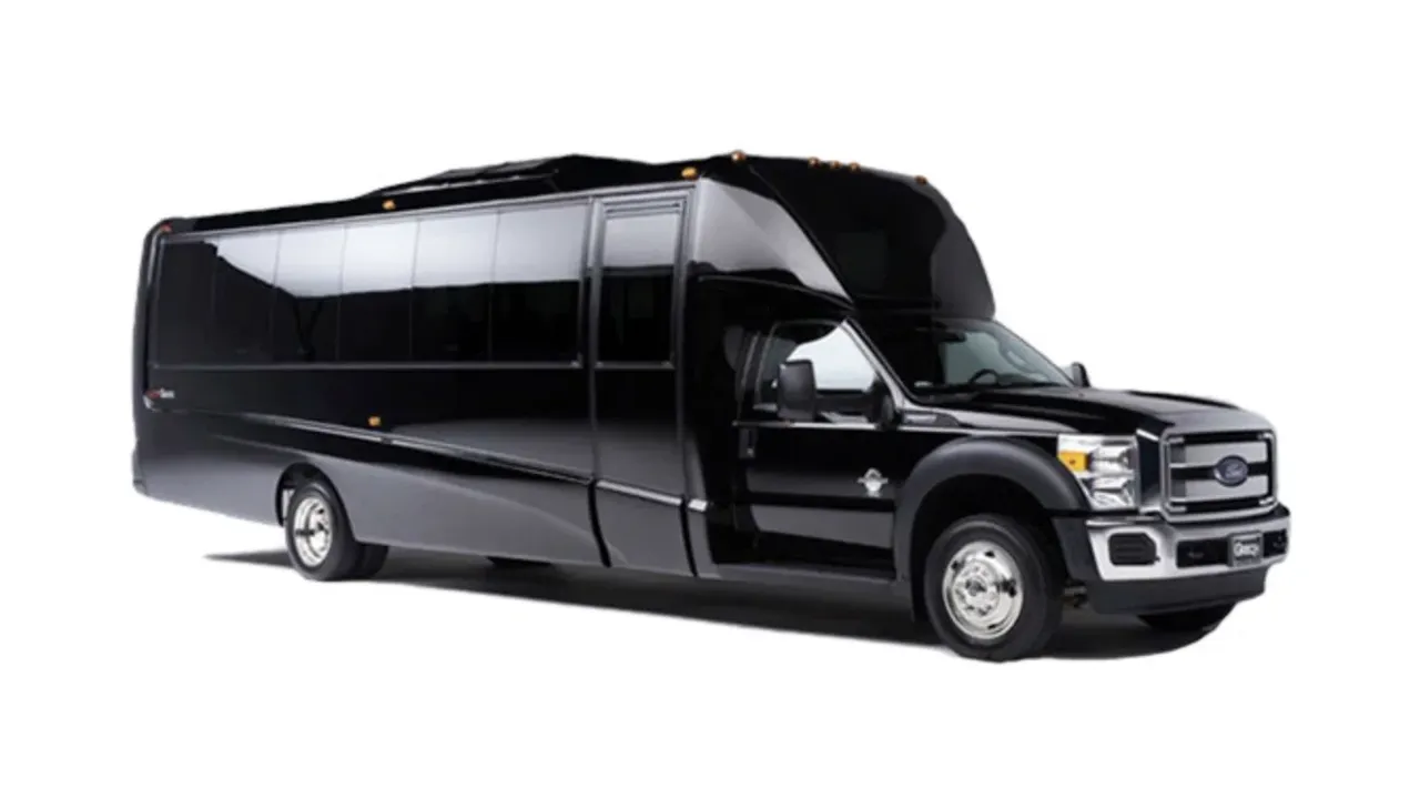 Black Ford F-550 Shuttle Bus for minibus rental Black Ford F-550 Shuttle Bus for minibus rental