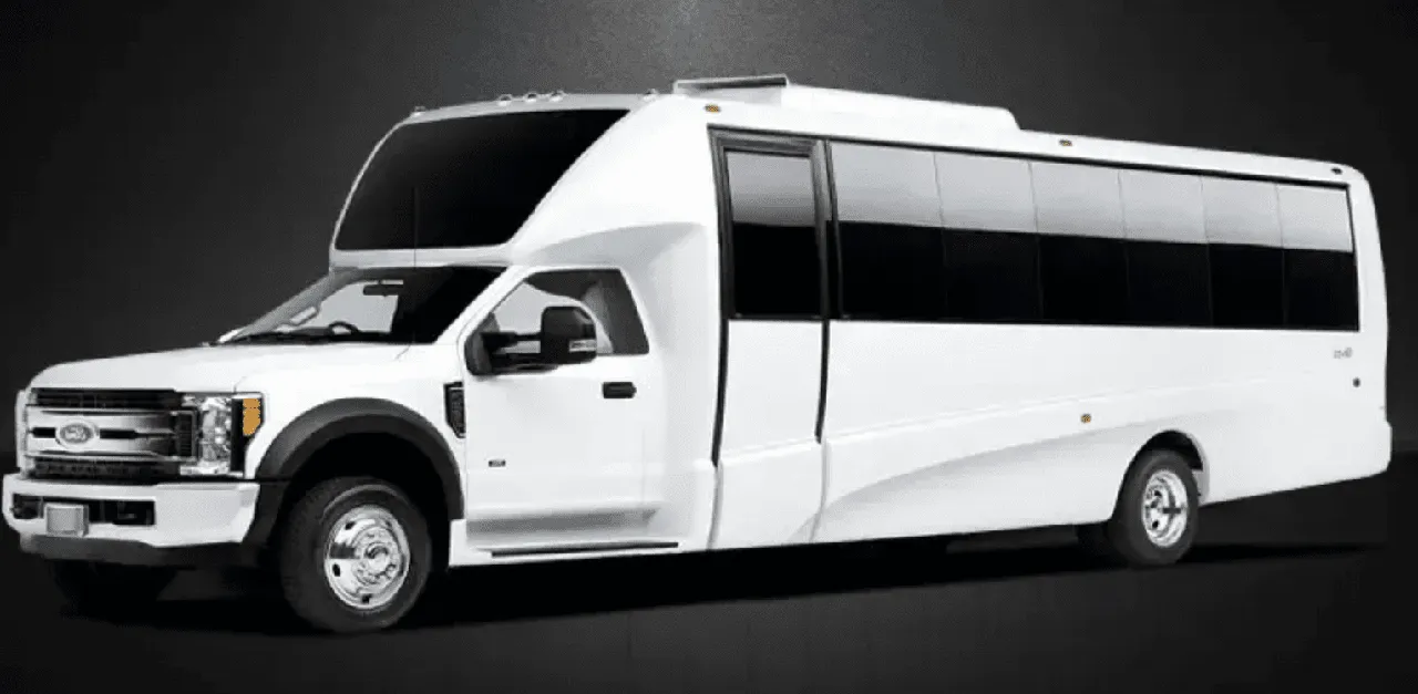 White Ford Mini-Coach for minibus rental in Mi Wuk Village, CA