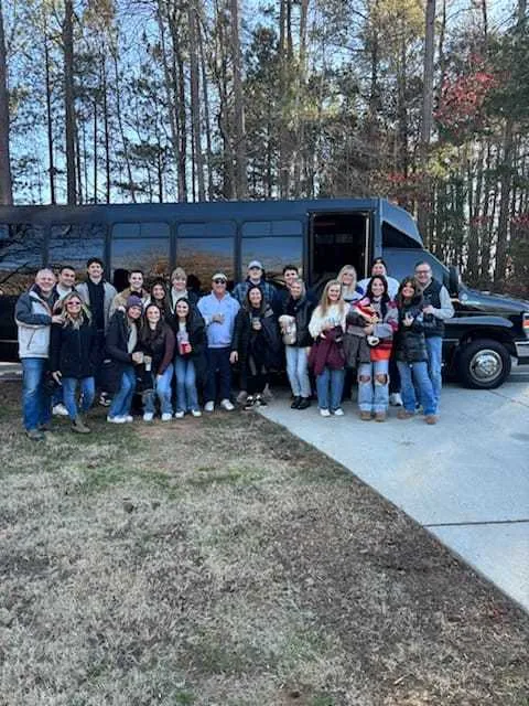 Black Ford Party Bus exterior for party bus rental in Eastanollee, GA