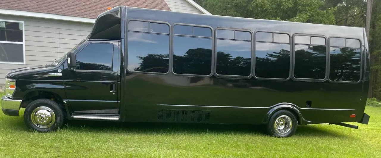 Black Ford Party Bus exterior, photo 4 for party bus rental in Eastanollee, GA