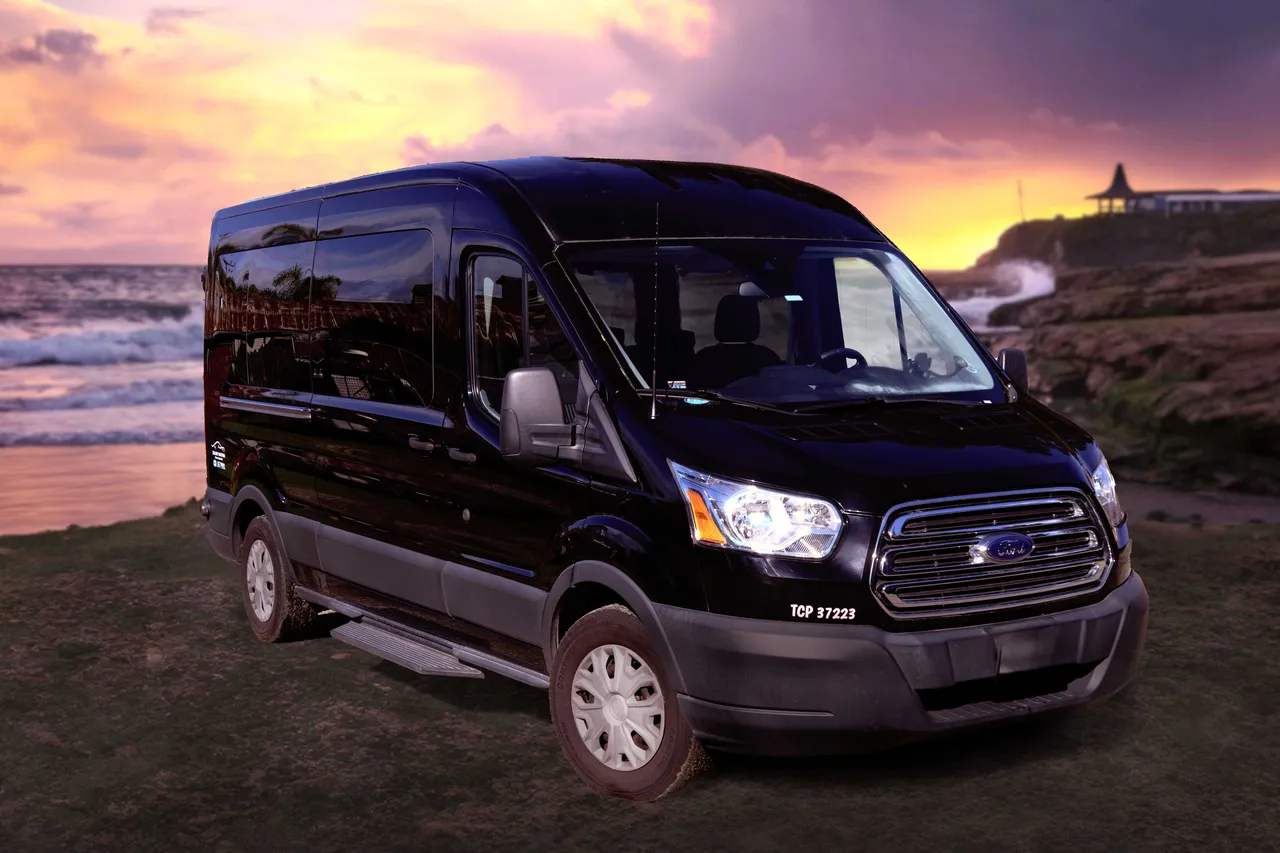 Black Ford Transit for winery tour transport in Hawaii