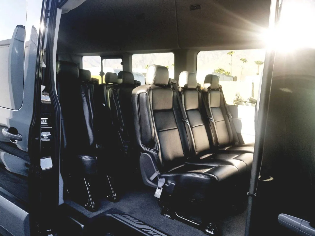 Black Ford Transit HD350 for mini coach rental in Henderson, NV