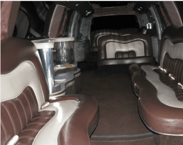 GMC Denali Limousine interior for prom car rental in Bondville, IL