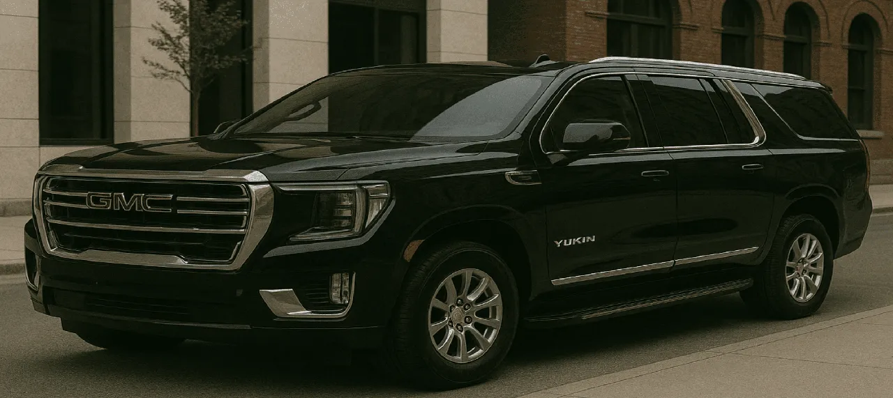 Black GMC Yukon for airport transfers Black GMC Yukon for airport transfers