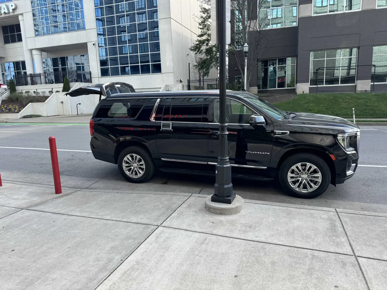 Black GMC Yukon XL exterior for mercedes V-Class rental in Nashville, TN
