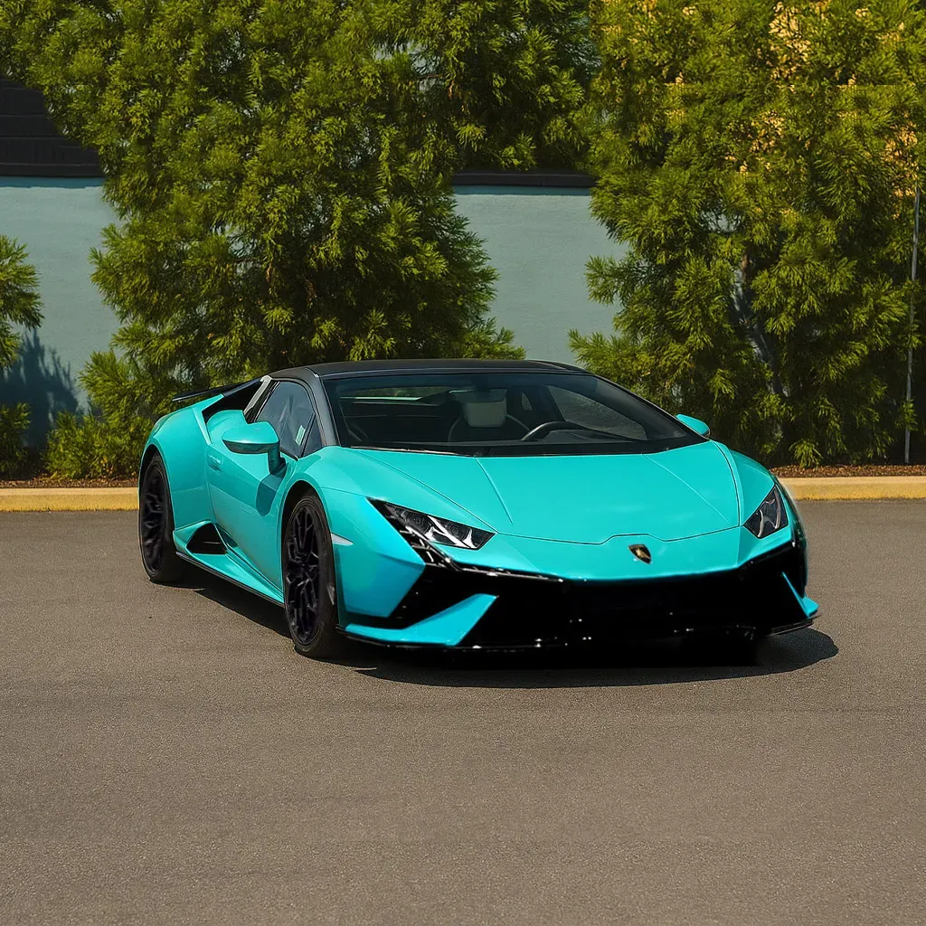 Blue Lamborghini Huracan EVO w/ Tecnica Fascia for exotic car rental in Ohio
