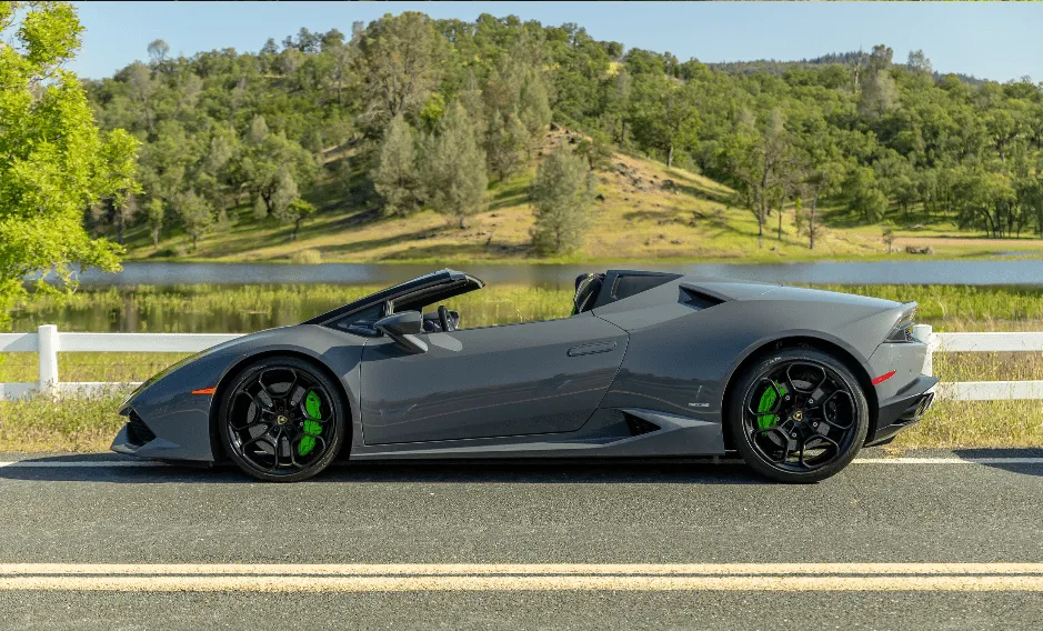 Gray Lamborghini Huracan LP610-4 Spyder for exotic car rental