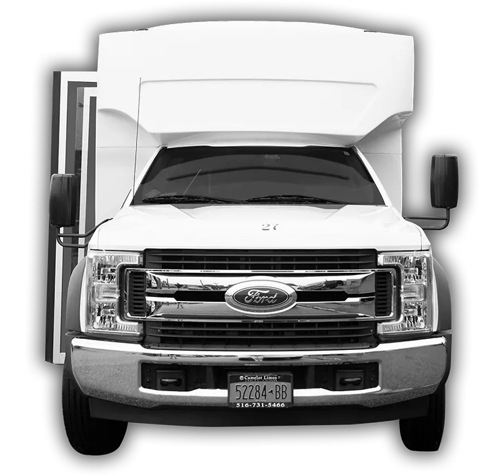 White Limousine Bus exterior for party bus rental White Limousine Bus exterior for party bus rental