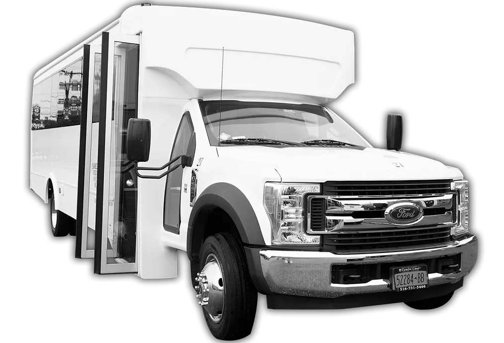 White Limousine Bus for party bus rental