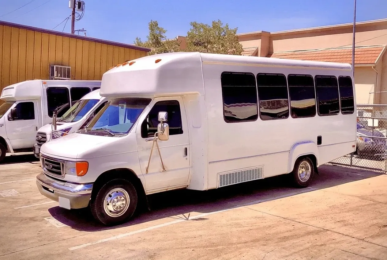 White Limousine Party Bus for party bus rental