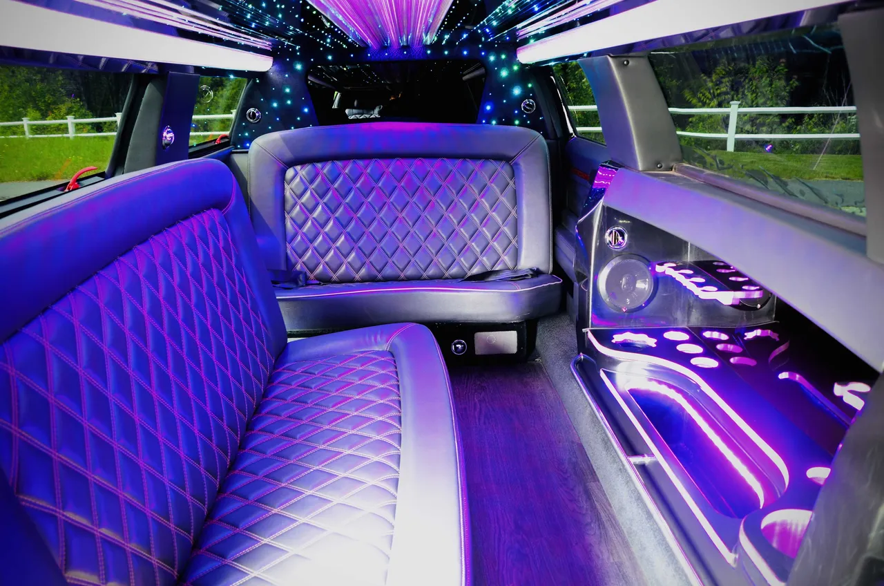 Lincoln MKT Limo interior for prom car rental in Leominster, MA