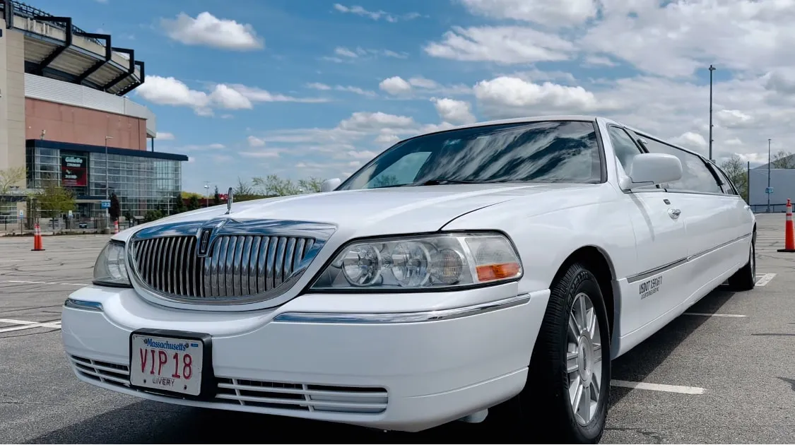 White Lincoln Town CAR Limousine #4, photo 3 for prom car rental in Clinton County, PA