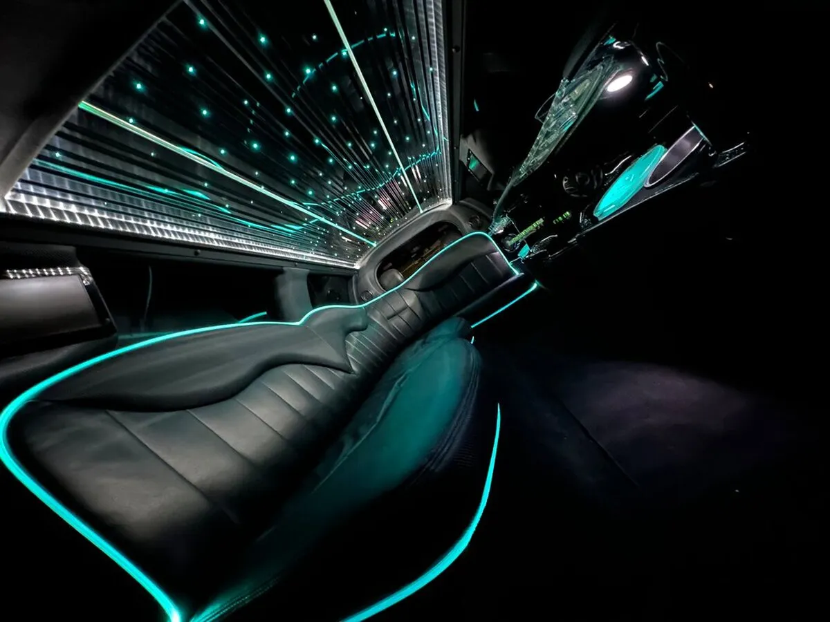 Lincoln Town Car Limousine interior with LED accent lighting, LED ceiling lighting and starlight or fiber-optic ceiling, photo 8 for wedding car rental in North Attleboro, MA Lincoln Town Car Limousine interior with LED accent lighting, LED ceiling lighting and starlight or fiber-optic ceiling, photo 8 for wedding car rental in North Attleboro, MA