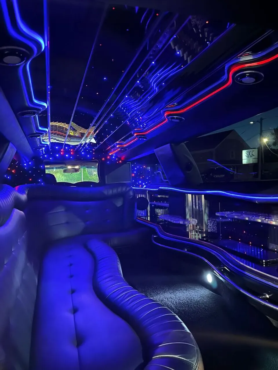 Lincoln Town Car Limousine interior with sofa-style seating, LED accent lighting and starlight or fiber-optic ceiling, photo 9 for limo rental in North Attleboro, MA Lincoln Town Car Limousine interior with sofa-style seating, LED accent lighting and starlight or fiber-optic ceiling, photo 9 for limo rental in North Attleboro, MA