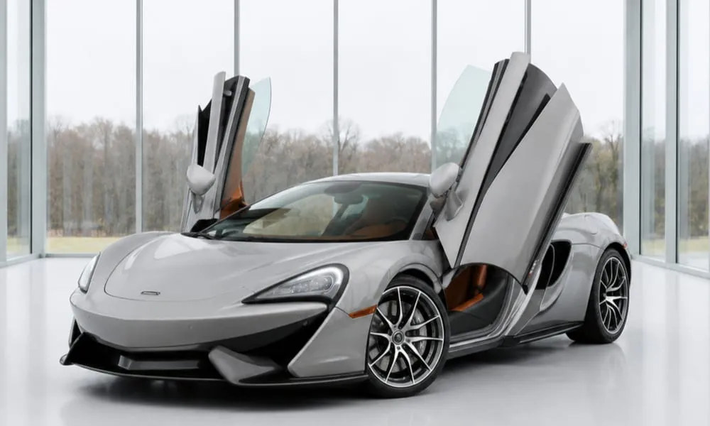 Silver McLaren 570S for sports car rental Silver McLaren 570S for sports car rental