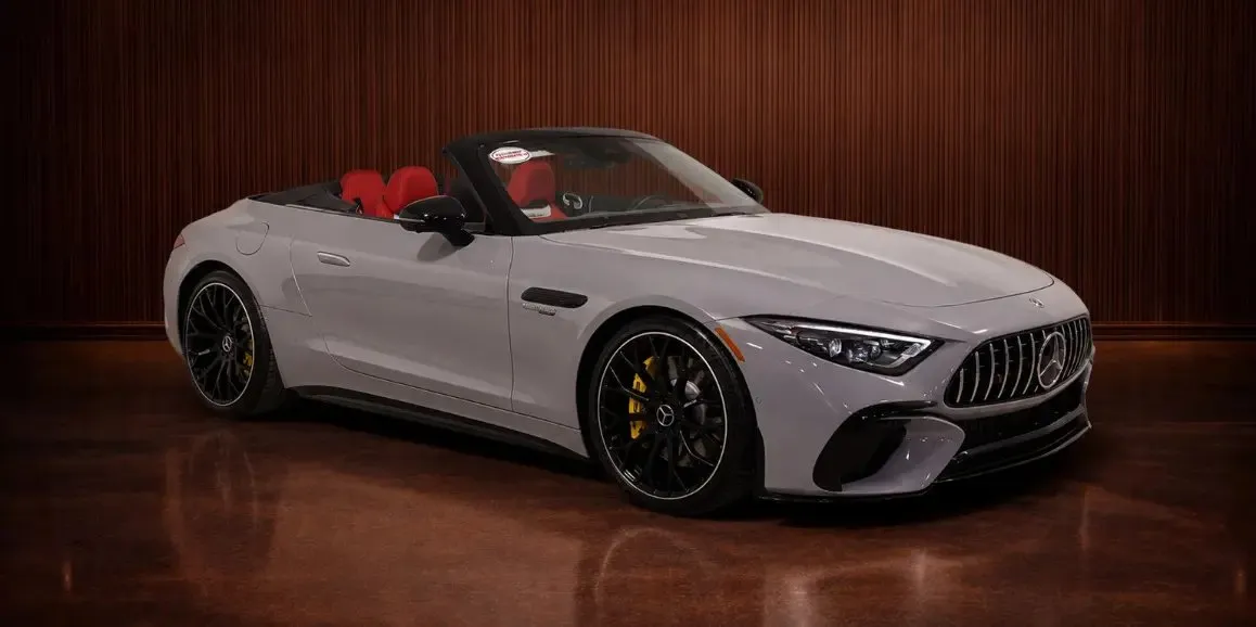 Silver Mercedes-AMG SL 63 for exotic car rental in Mercer County, NJ