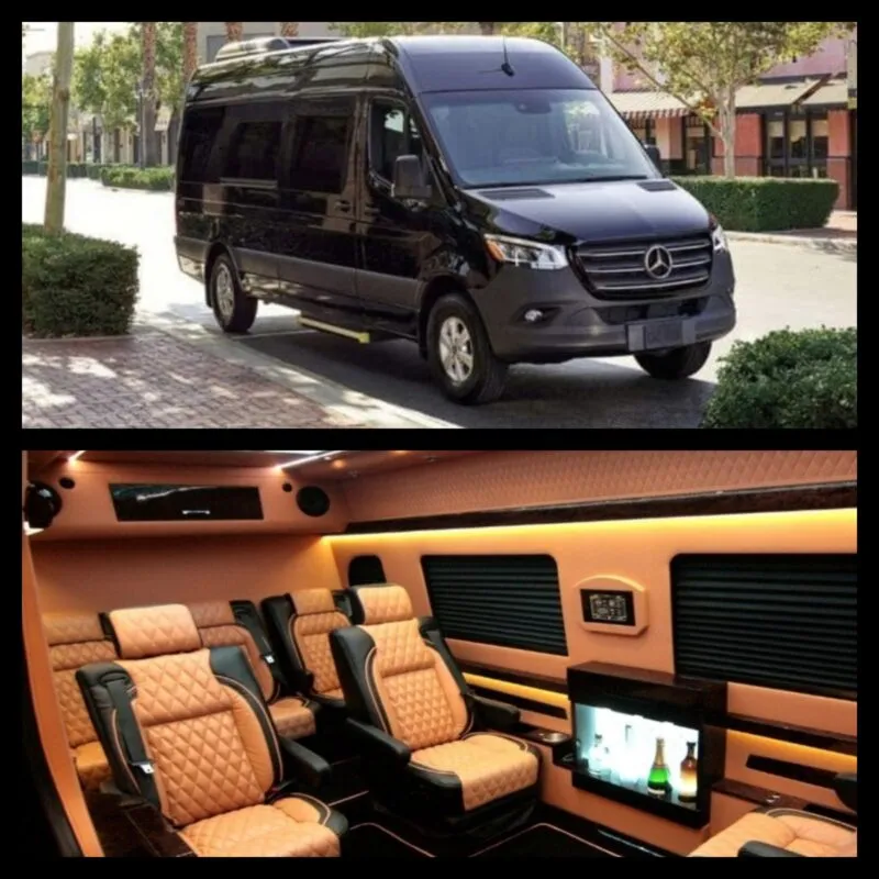 Mercedes-Benz Jet Limo Sprinter for mini coach rental in La Honda, CA