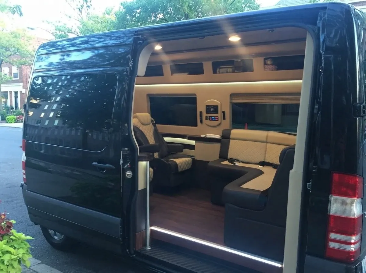 Black Mercedes-Benz Jet Sprinter, photo 2 for minibus rental Black Mercedes-Benz Jet Sprinter, photo 2 for minibus rental