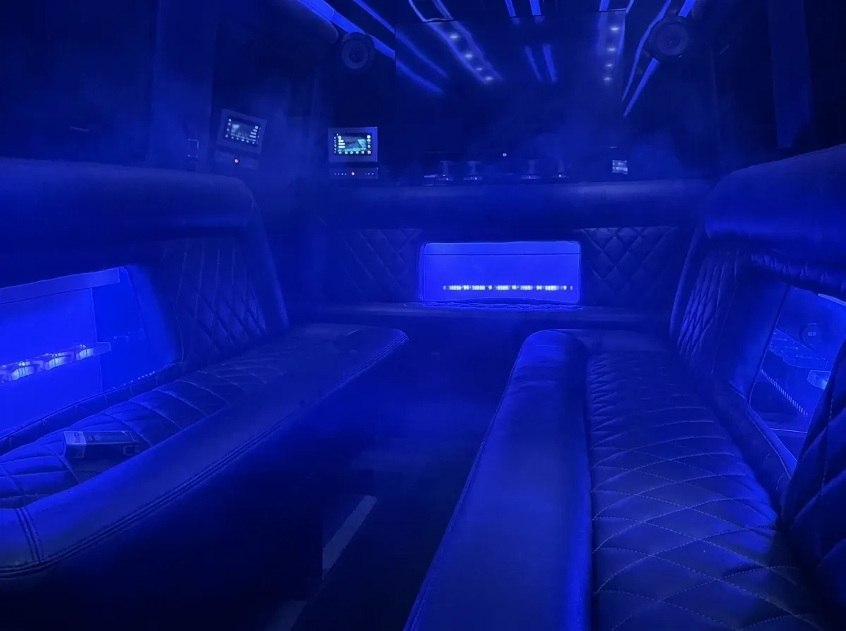 Black Mercedes-Benz Limousine Sprinter, photo 2 for party bus rental Black Mercedes-Benz Limousine Sprinter, photo 2 for party bus rental