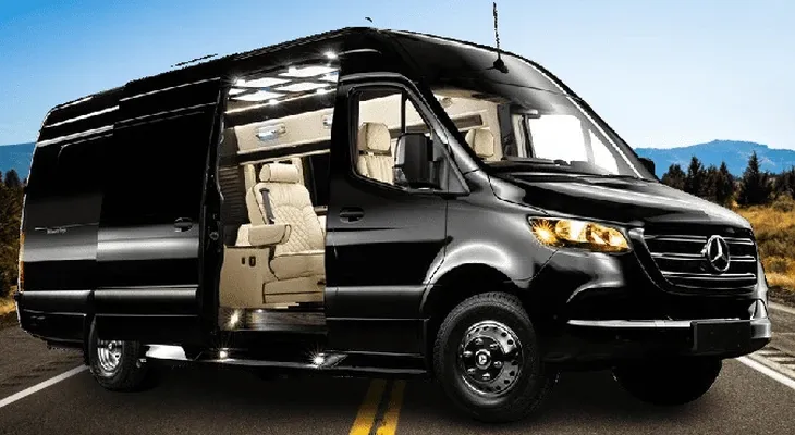 Black 14 Passenger Mercedes-Benz Executive Sprinter for winery tour transport in Lady Lake, FL