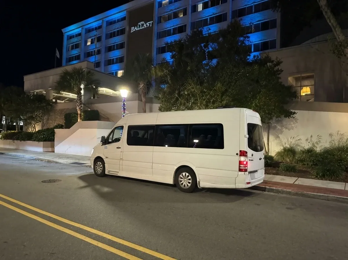 White Mercedes-Benz Sprinter Limousine for party bus rental White Mercedes-Benz Sprinter Limousine for party bus rental