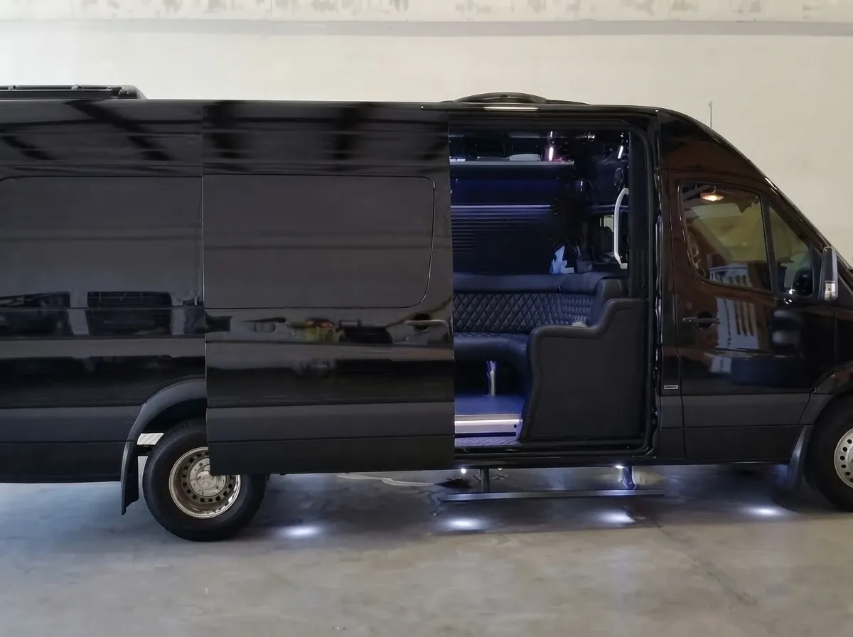 Black Mercedes-Benz Sprinter Limousine, photo 3 for party bus rental Black Mercedes-Benz Sprinter Limousine, photo 3 for party bus rental