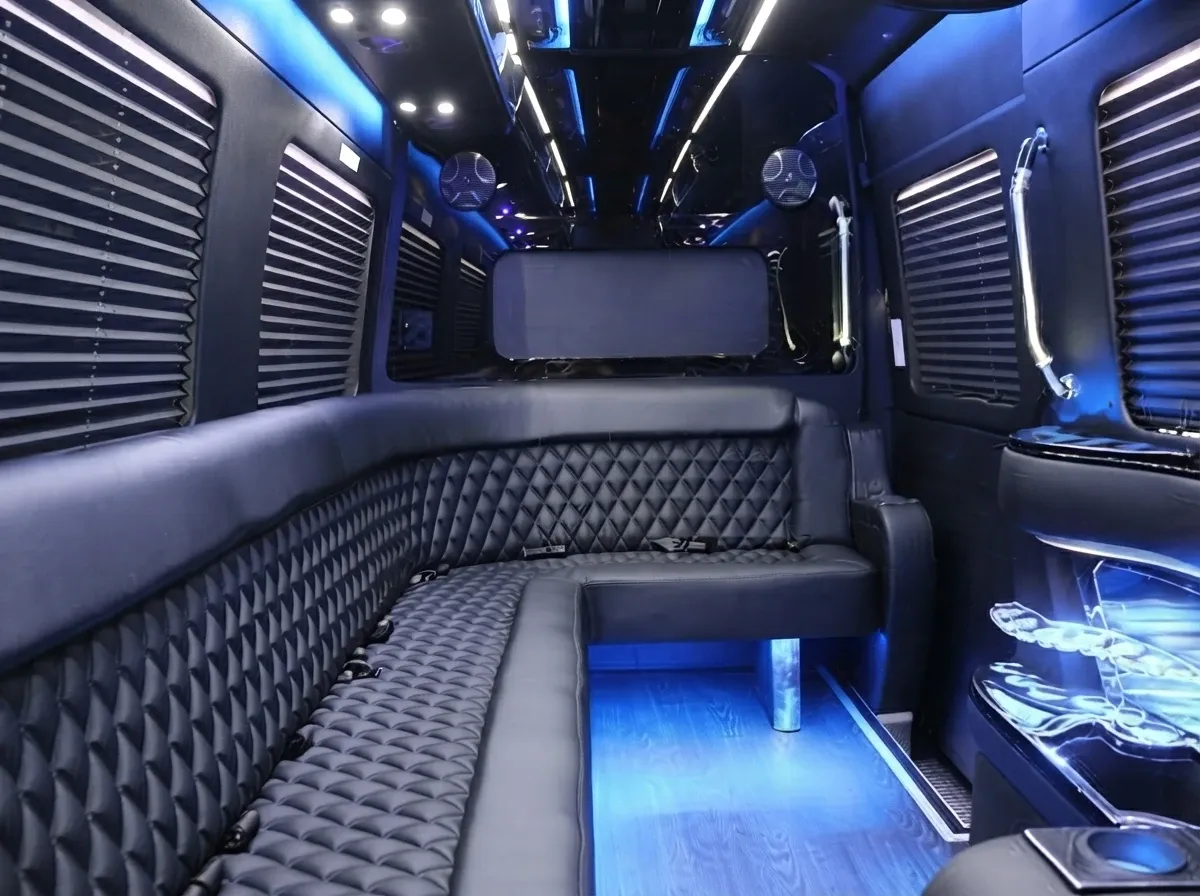 Black Mercedes-Benz Sprinter Limousine, photo 6 for party bus rental Black Mercedes-Benz Sprinter Limousine, photo 6 for party bus rental
