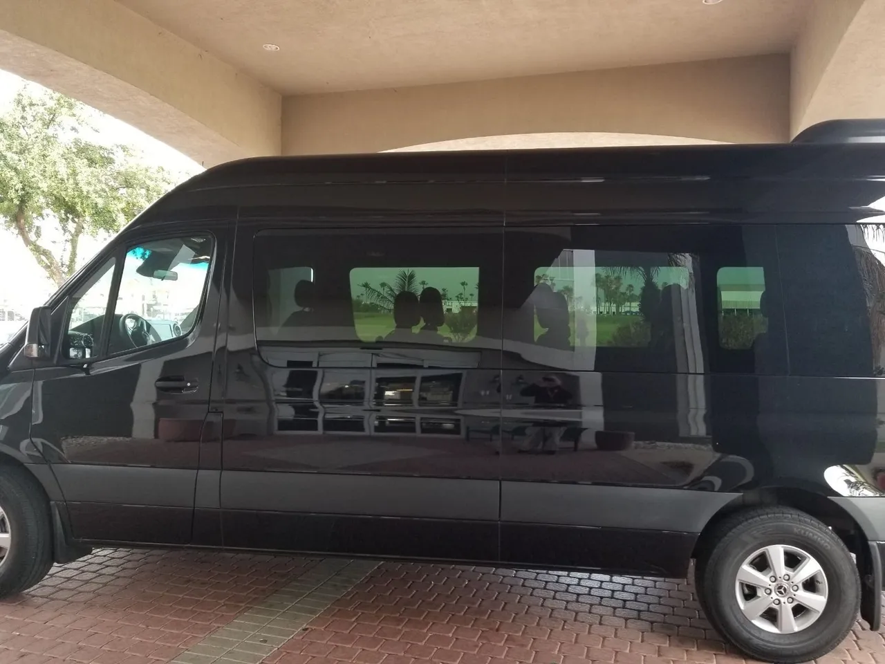 Black Mercedes-Benz Sprinter Passenger Van for minibus rental Black Mercedes-Benz Sprinter Passenger Van for minibus rental