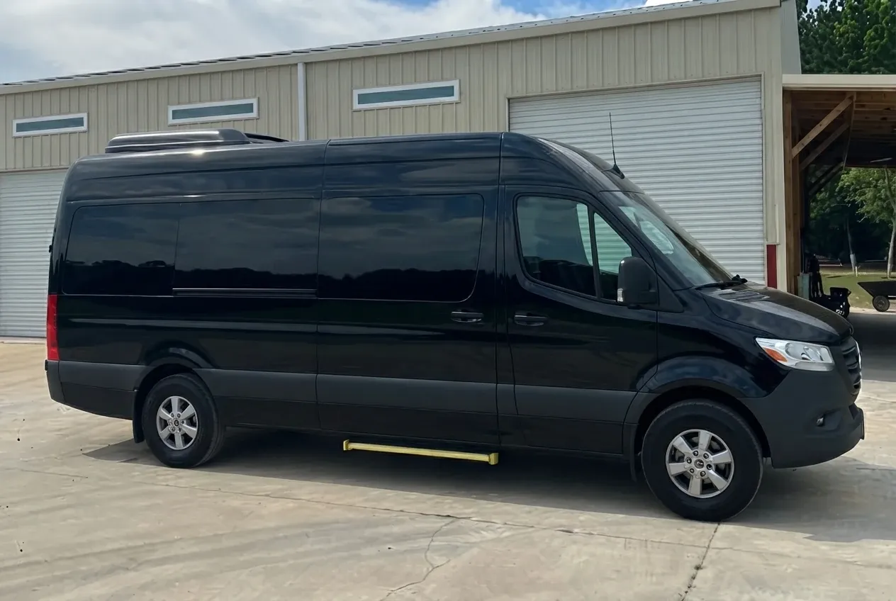 Black Mercedes-Benz Sprinter Shuttle Van for minibus rental Black Mercedes-Benz Sprinter Shuttle Van for minibus rental