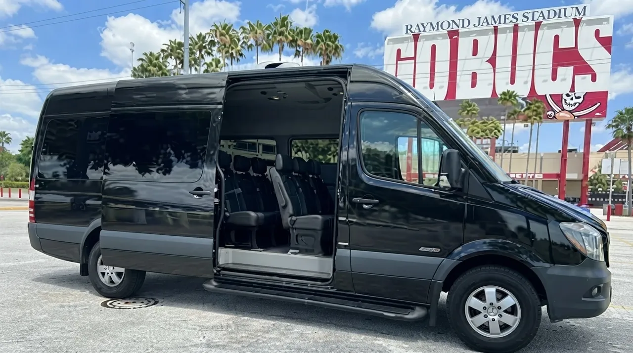 Black Mercedes-Benz Sprinter Van for minibus rental Black Mercedes-Benz Sprinter Van for minibus rental