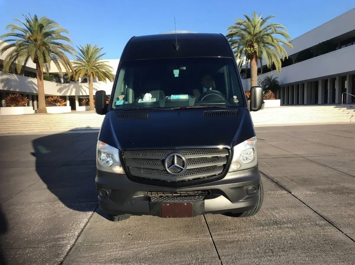 Black Mercedes-Benz Sprinter Van for minibus rental Black Mercedes-Benz Sprinter Van for minibus rental