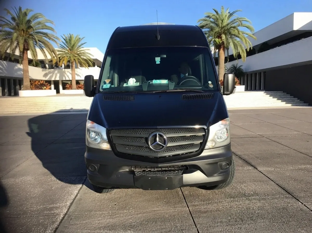 Black Mercedes-Benz Sprinter Van for minibus rental Black Mercedes-Benz Sprinter Van for minibus rental