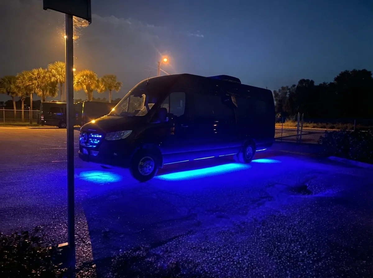 Black Mercedes-Benz Sprinter Van for minibus rental