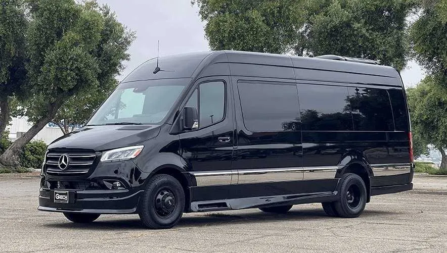 Black Mercedes Exec Sprinter for mini coach rental in Asotin County, WA