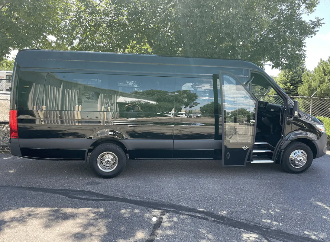Black Mercedes Exec Sprinter for minibus rental in Hartley County, TX