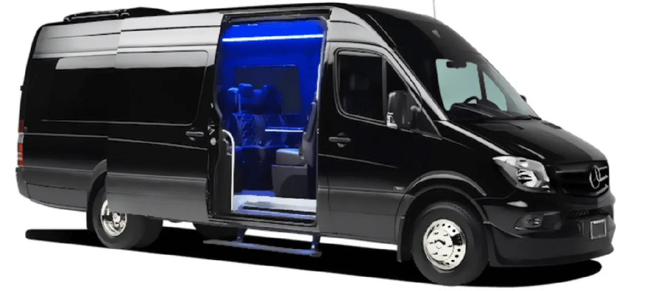 Black Mercedes Exec Sprinter for minibus rental in Bordelonville, LA