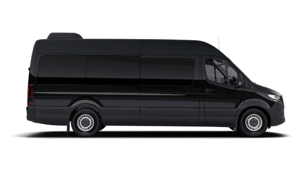 Black Mercedes Executive Sprinter for mini coach rental in Rotterdam Junction, NY