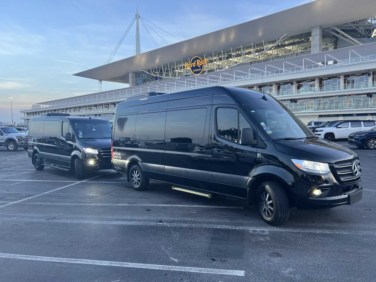 Black Mercedes Executive Sprinter for minibus rental in Pompano Beach, FL
