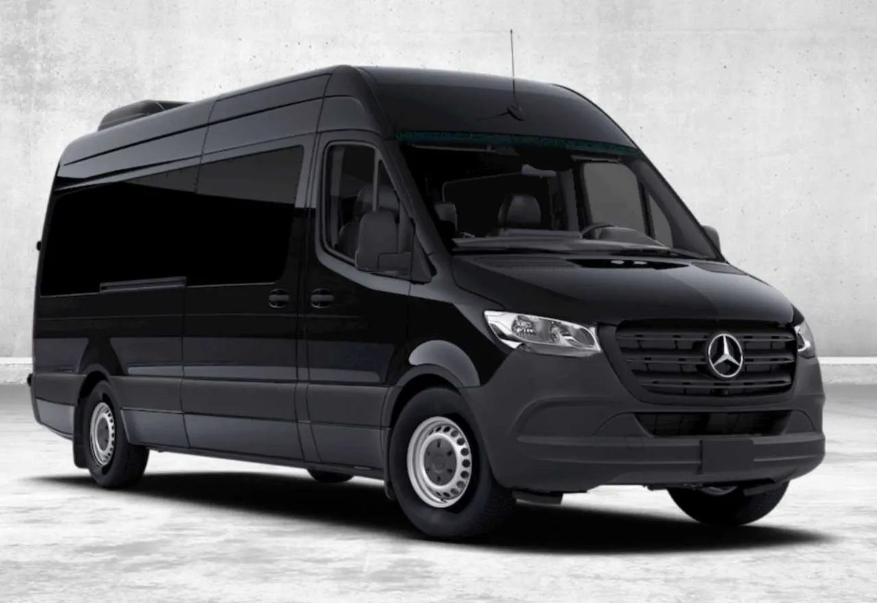 Black Mercedes Executive Sprinter for mini coach rental in Falmouth, KY