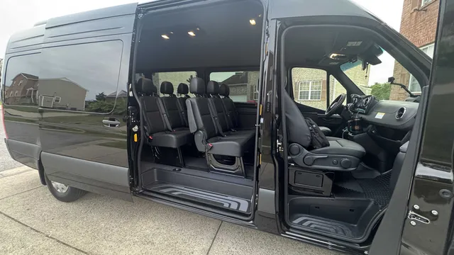 Black Mercedes Executive Sprinter for mini coach rental in Mississippi State, MS