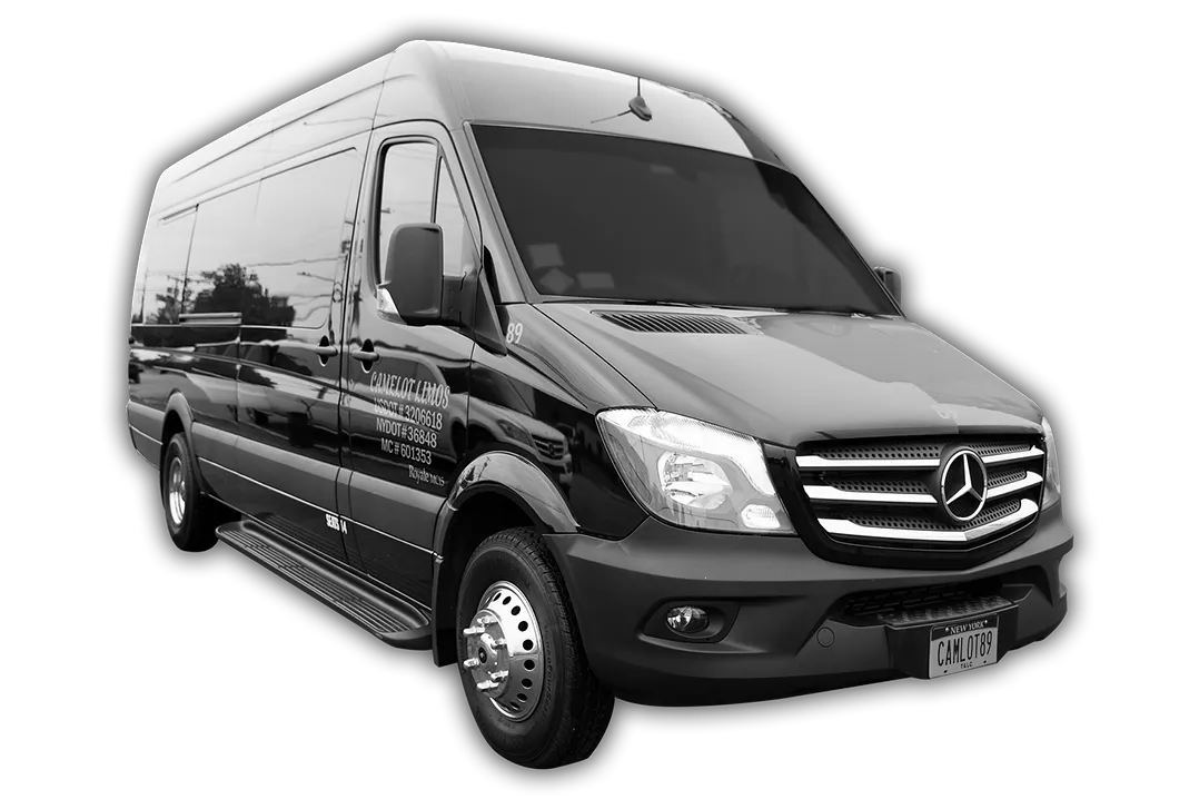 Black Mercedes Executive Sprinter for mini coach rental in Hicksville, NY