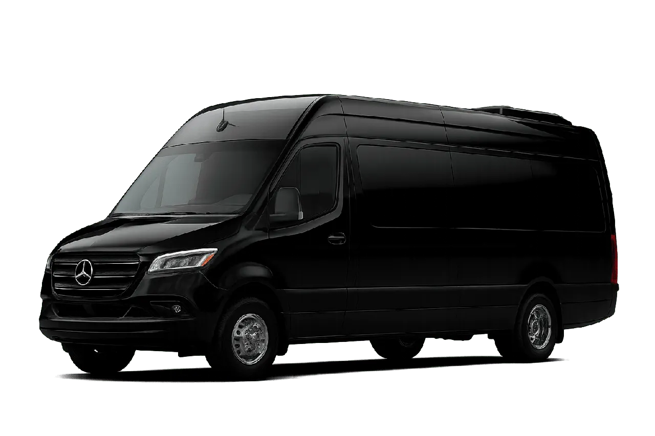 Black Mercedes Executive Sprinter for minibus rental in Buttonwillow, CA