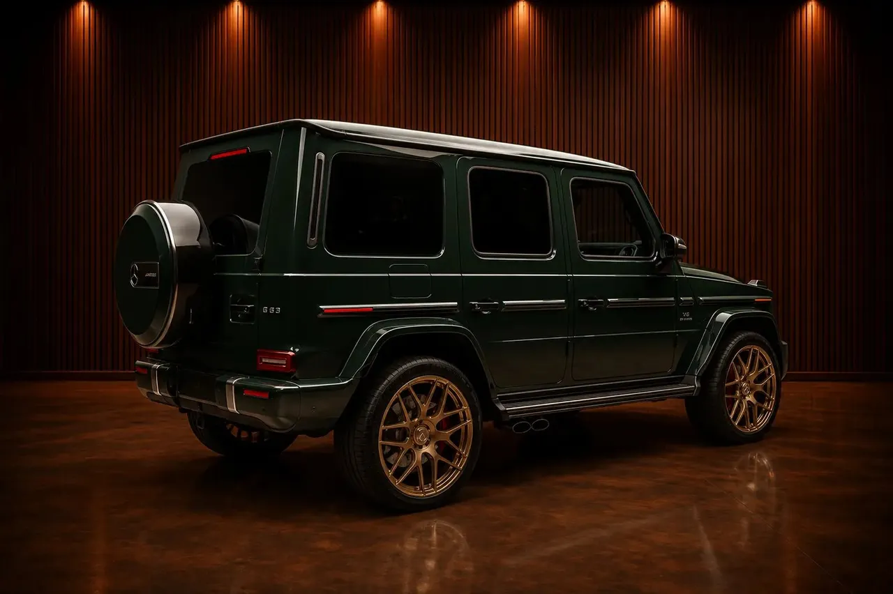 Green Mercedes-Benz G63 AMG exterior, photo 3 for airport transfers