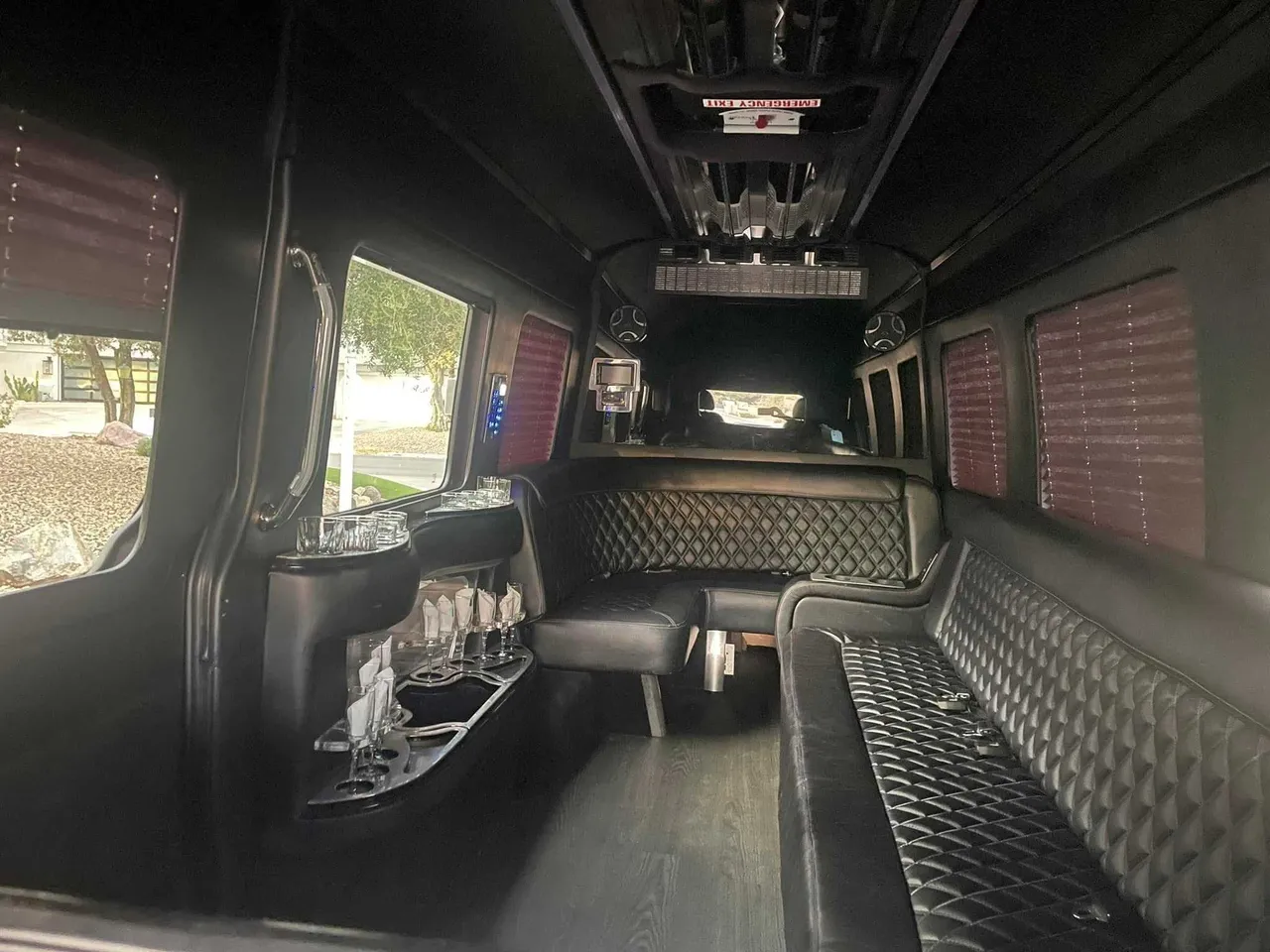 Mercedes Limo Sprinter interior for party bus rental