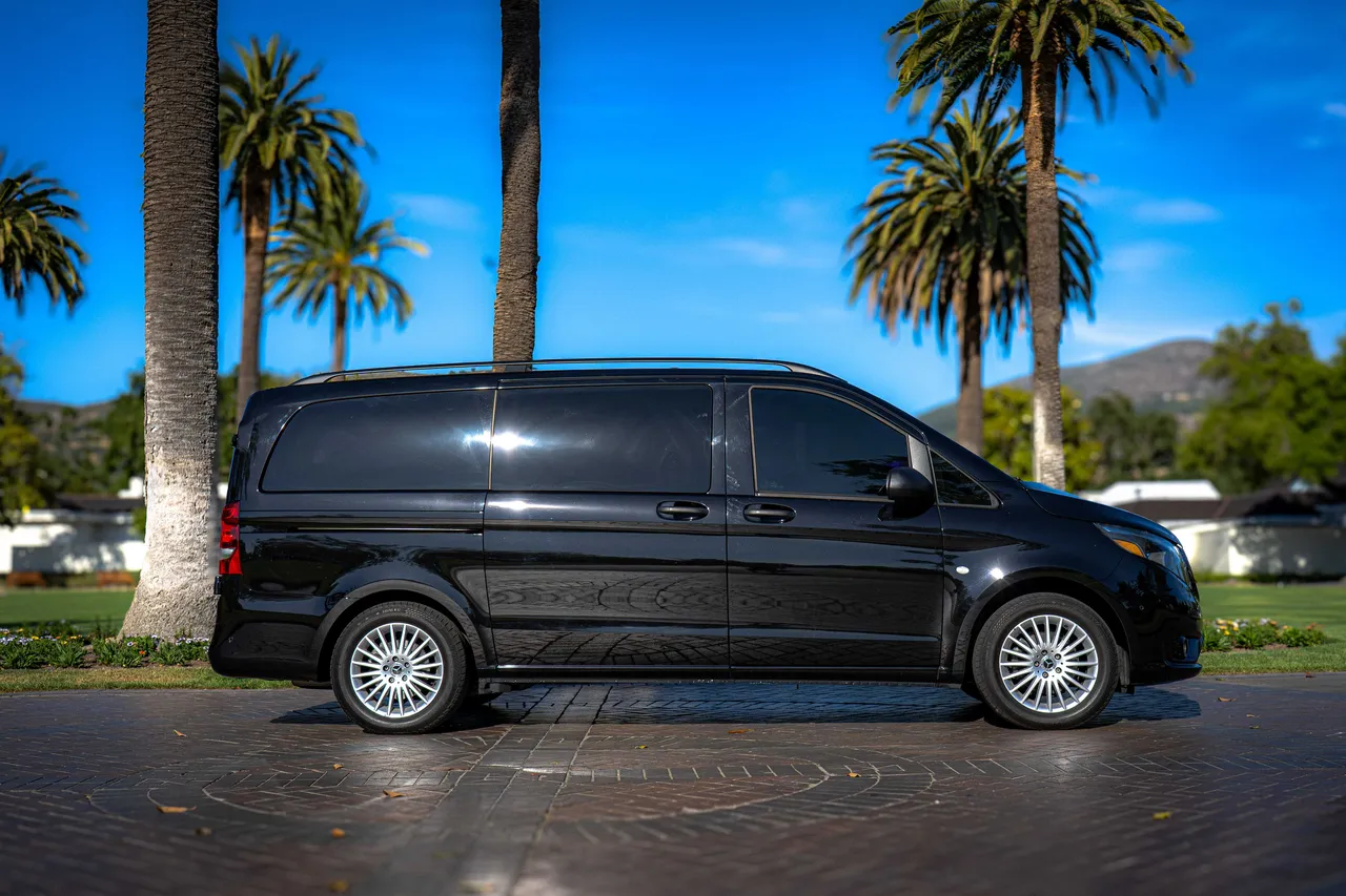 Black Mercedes-Benz Metris for minibus rental
